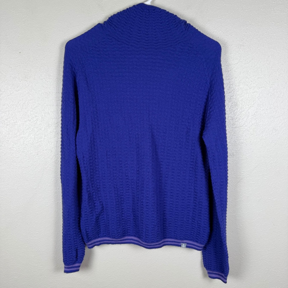 Krimson Klover Womens Purple 100% Merino Wool Cowl Neck Textured Sweater Size M
